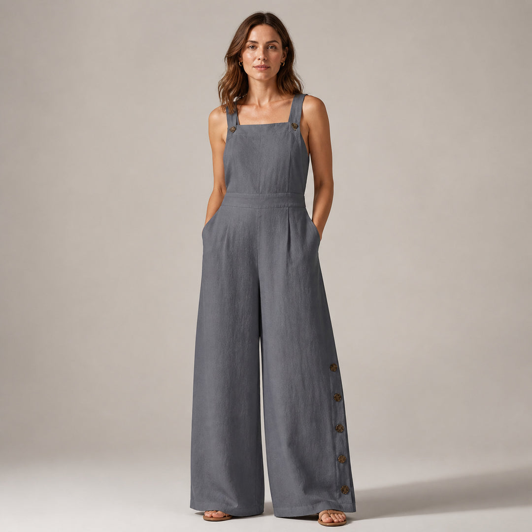 Frankie Wide-Leg Jumpsuit in grey, front view