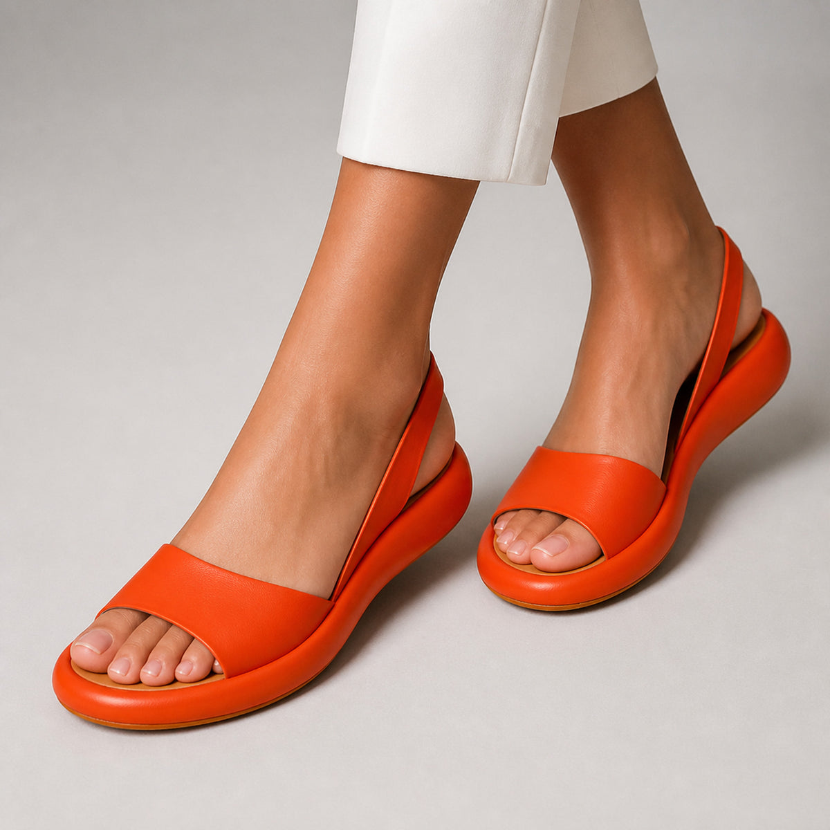 Zarina Slingback Sandals in orange, front view