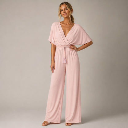 Delphi Wide-Leg Jumpsuit in pink, front view