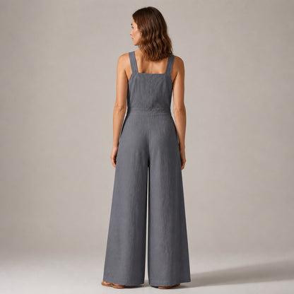 Frankie Wide-Leg Jumpsuit in grey, back view