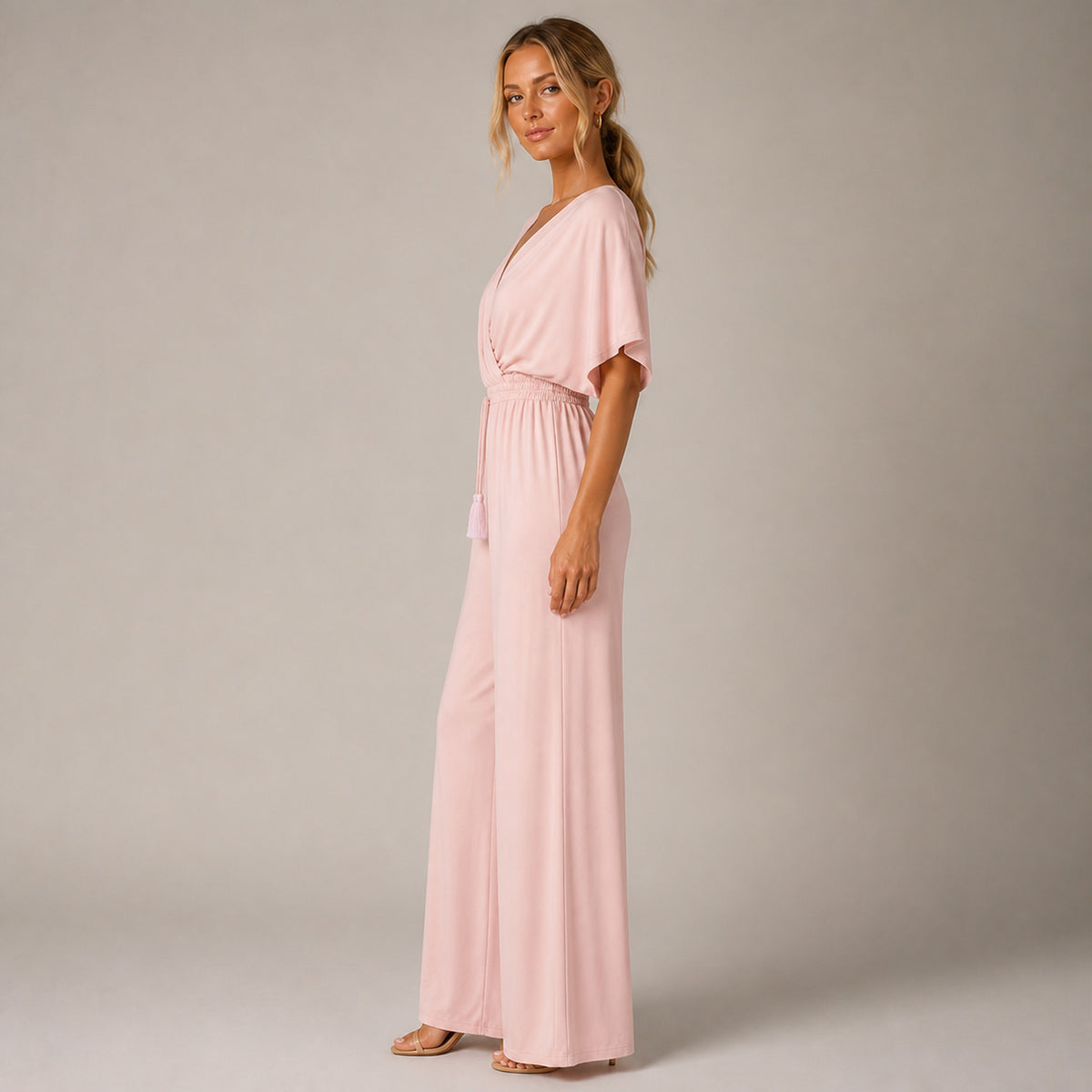 Delphi Wide-Leg Jumpsuit in pink, side view
