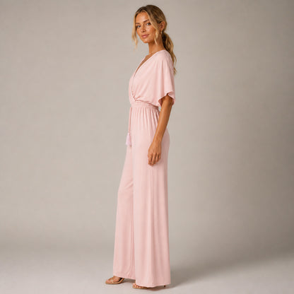 Delphi Wide-Leg Jumpsuit in pink, side view