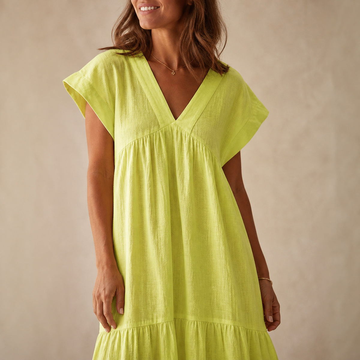 Close-up of the fabric texture on the Willow Tiered Sundress