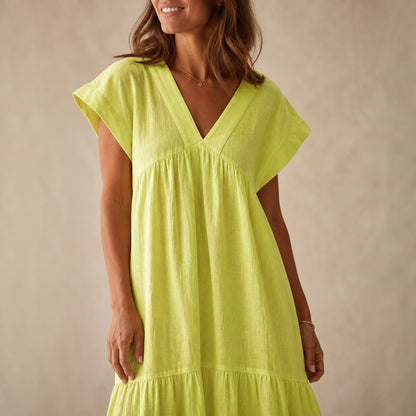 Close-up of the fabric texture on the Willow Tiered Sundress