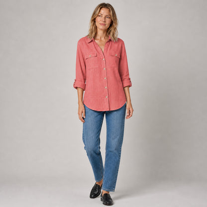 Elle Button Shirt in pink, front view