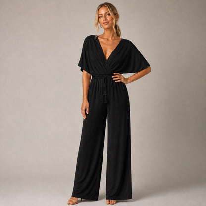 Delphi Wide-Leg Jumpsuit in black, front view
