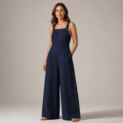 Frankie Wide-Leg Jumpsuit in blue, front view