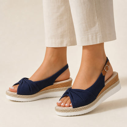 Farrow Wedge Sandals in blue, front view