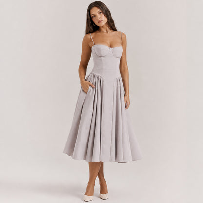 Colette Corset Midi in grey, front view