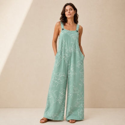 Wilder Print Jumpsuit in green, front view