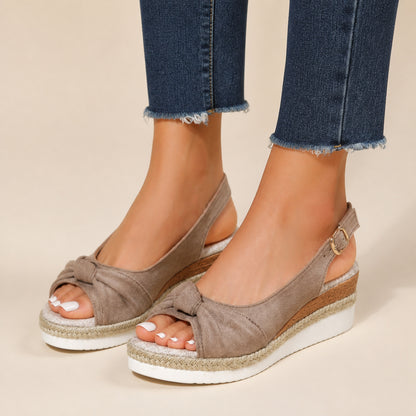 Farrow Wedge Sandals in khaki, front view