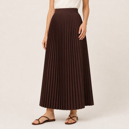 Maren Pleated Skirt, styled on a model