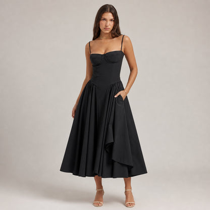 Colette Corset Midi in black, front view